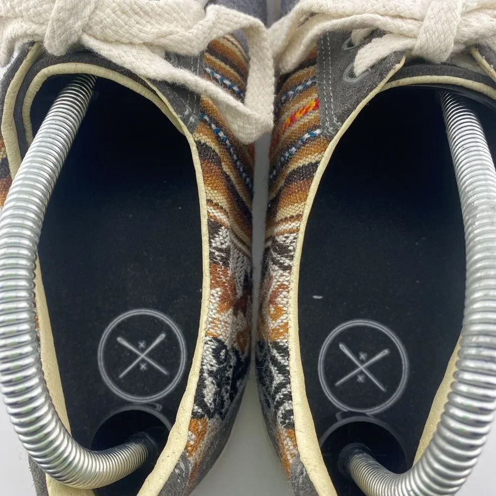 Inkkas  Canvas/Suede Sneakers Boho Native Aztec Gray Brown Mens 11 Womens 13‎